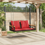 Hängebank mit Kissen Braun 109x62x40 cm Poly Rattan