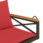 Hängebank mit Kissen Braun 109x62x40 cm Poly Rattan