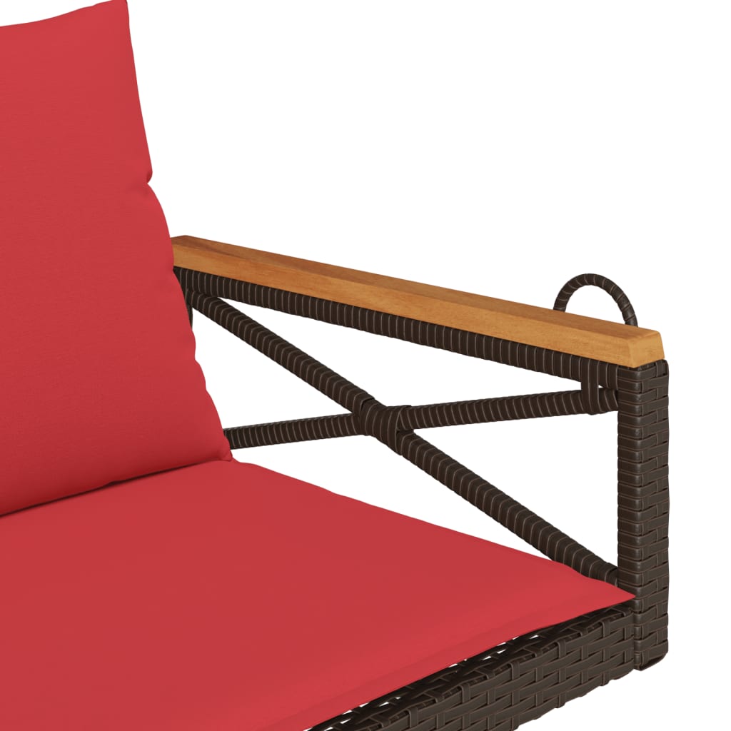 Hängebank mit Kissen Braun 109x62x40 cm Poly Rattan