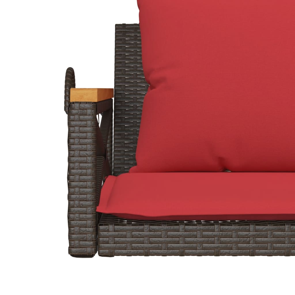 Hängebank mit Kissen Braun 109x62x40 cm Poly Rattan
