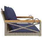Hängebank mit Kissen Grau 109x62x40 cm Poly Rattan