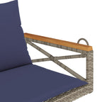 Hängebank mit Kissen Grau 109x62x40 cm Poly Rattan