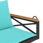 Hängebank mit Kissen Schwarz 109x62x40 cm Poly Rattan