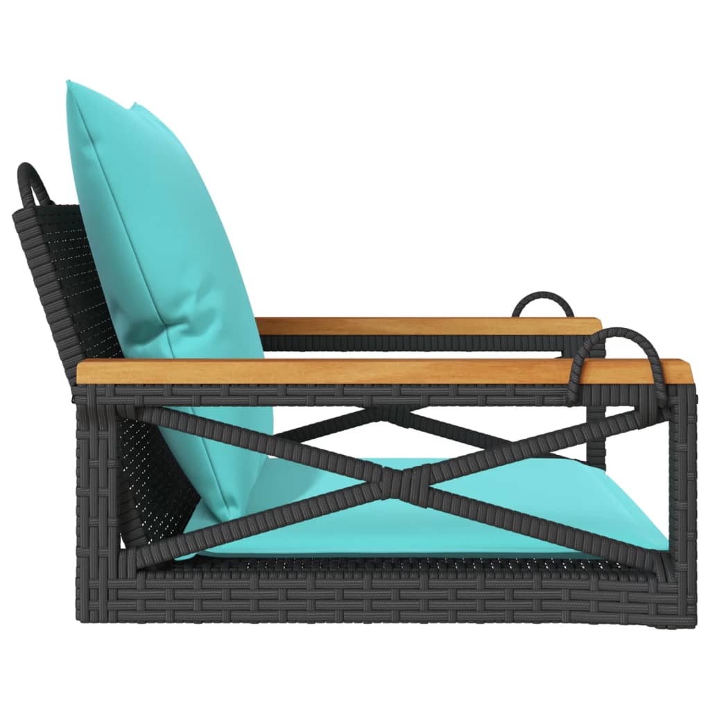 Hängesessel mit Kissen Schwarz 63x62x40 cm Poly Rattan
