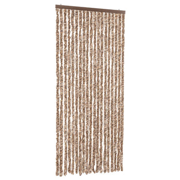 Fliegenvorhang Beige und Dunkelbraun 56x185 cm Chenille