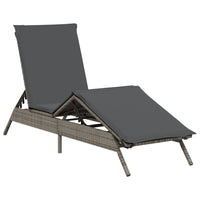 Sonnenliege mit Auflage Grau Poly Rattan