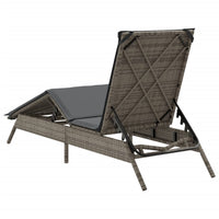 Sonnenliege mit Auflage Grau Poly Rattan