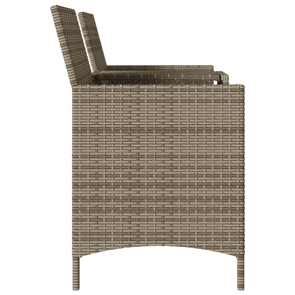 Gartensofa 2-Sitzer mit Tisch und Kissen Grau Poly Rattan