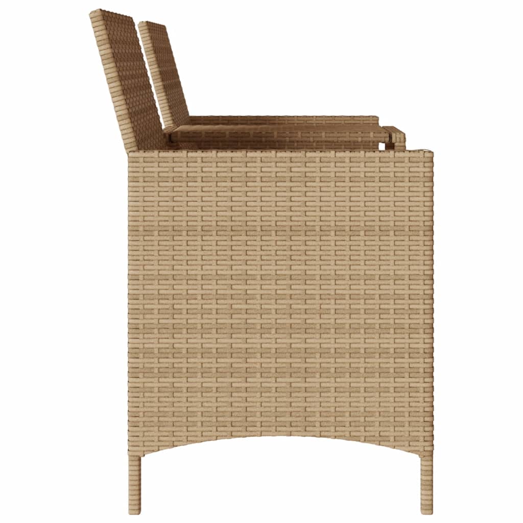 Gartensofa 2-Sitzer mit Tisch und Kissen Beige Poly Rattan