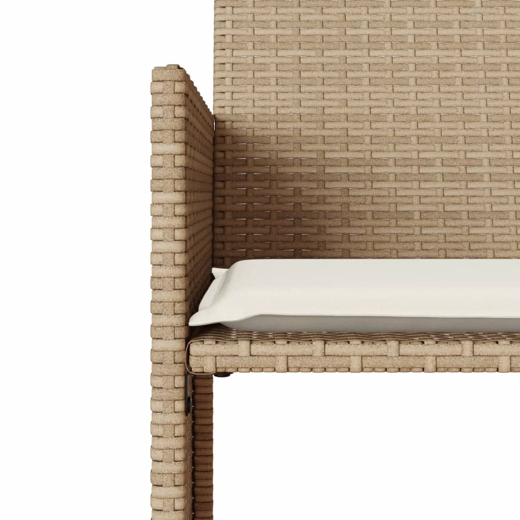 Gartensofa 2-Sitzer mit Tisch und Hockern Beige Poly Rattan