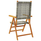 Gartenstühle 2 Stk. Grau Massivholz Akazie und Poly Rattan