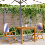 Gartenstühle 2 Stk. Blau und Weiß Massivholz Akazie & Stoff