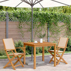 Gartenstühle 2 Stk. Beige Massivholz Akazie & Stoff