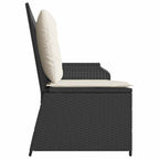 Gartenbank Verstellbar mit Kissen Schwarz Poly Rattan