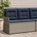 Gartenbank mit Liegefunktion und Kissen Grau Polyrattan