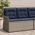 Gartenbank mit Liegefunktion und Kissen Grau Polyrattan