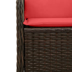 Gartenbank mit Liegefunktion und Kissen Braun Polyrattan