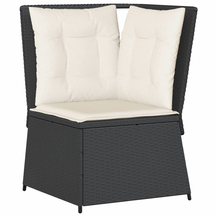 Garten-Ecksofa mit Kissen Schwarz Poly Rattan