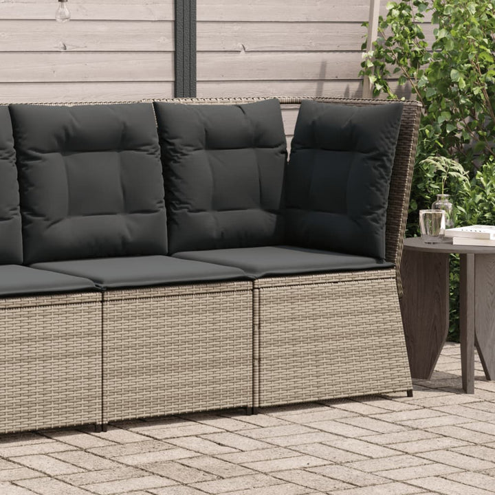 Garten-Ecksofa mit Kissen Grau Poly Rattan