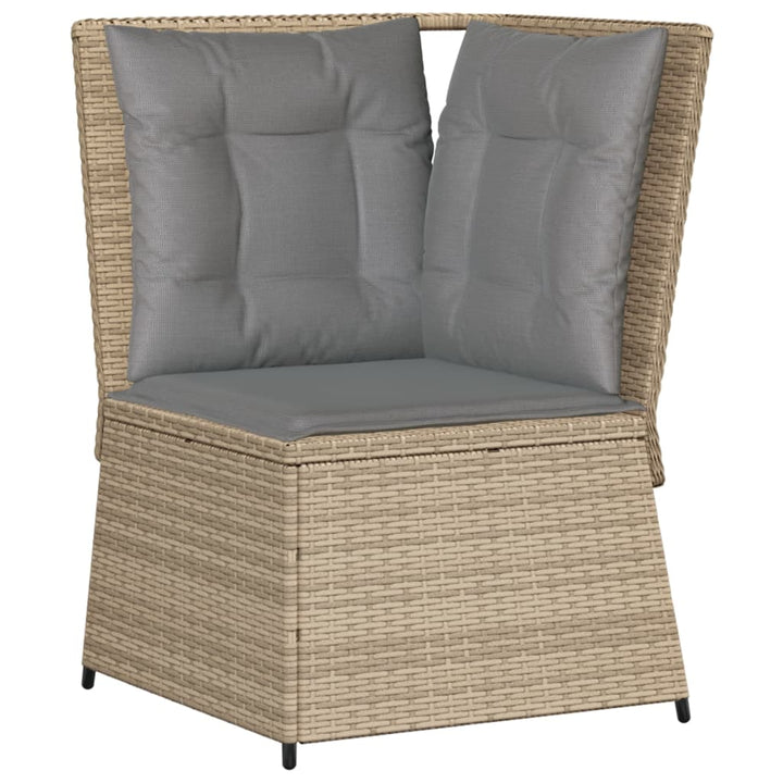 Garten-Ecksofa mit Kissen Beige Poly Rattan