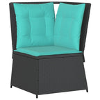 Garten-Ecksofa mit Kissen Schwarz Poly-Rattan