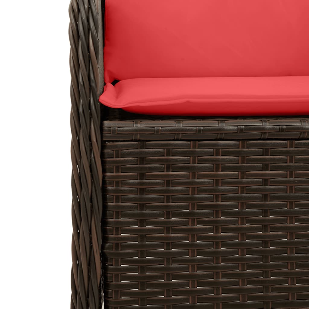Liege-Gartenstühle 2 Stück mit Kissen Braun Polyrattan