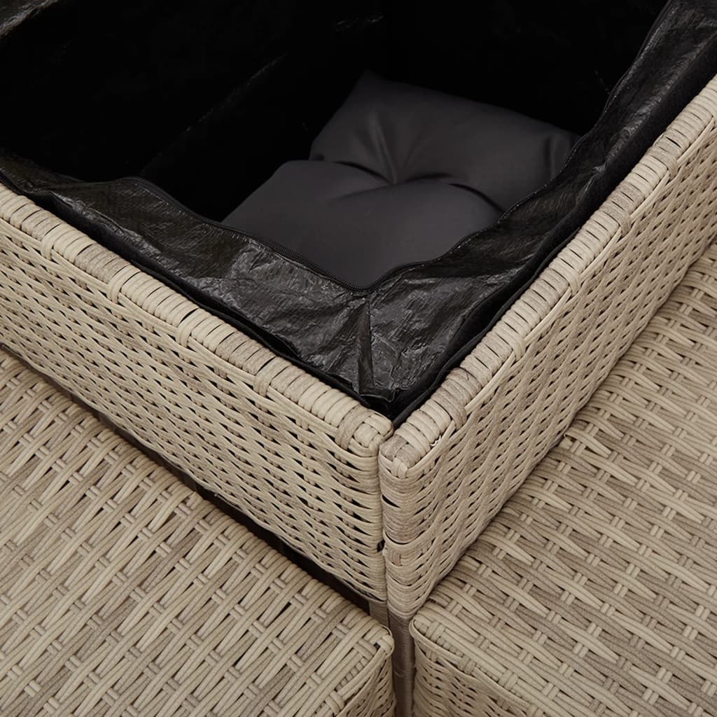 Gartensofa in L-Form mit Tisch und Kissen Hellgrau Poly Rattan