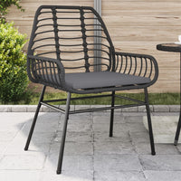 Gartenstühle 2 Stk. mit Kissen Schwarz Poly Rattan