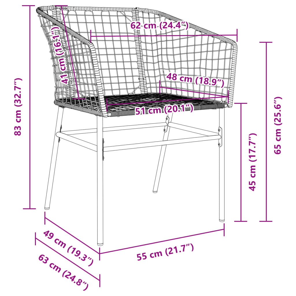 Gartenstühle 2 Stk. Braun Poly Rattan
