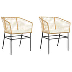 Gartenstühle 2 Stk. mit Kissen Braun Poly Rattan