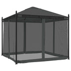 Pavillon mit Netzwänden Anthrazit 2,93x2,93 m Stahl