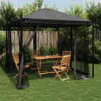 Pavillon mit Netzwänden Anthrazit 2,93x2,93 m Stahl