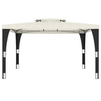 Pavillon mit Doppeldach Creme 3,98x2,98 m Stahl