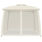 Pavillon mit Doppeldach & Netzwänden Creme 2,93x2,93 m Stahl