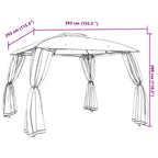 Pavillon mit Doppeldach & Netzwänden Creme 2,93x2,93 m Stahl