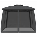 Pavillon mit Doppeldach & Netzwänden Anthrazit 2,93x2,93m Stahl