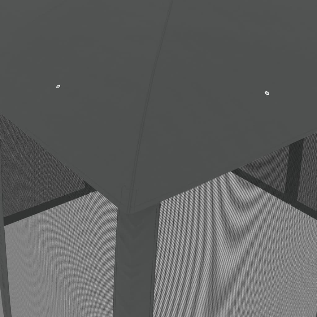 Pavillon mit Doppeldach & Netzwänden Anthrazit 2,93x2,93m Stahl