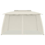 Pavillon mit Doppeldach & Netzwänden Creme 3,93x2,93 m Stahl