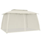 Pavillon mit Doppeldach & Netzwänden Creme 3,93x2,93 m Stahl