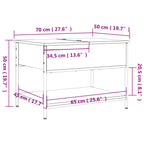 Couchtisch Braun Eichen-Optik 70x50x50 cm Holzwerkstoff Metall