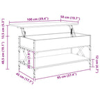 Couchtisch Sonoma-Eiche 100x50x50 cm Holzwerkstoff und Metall