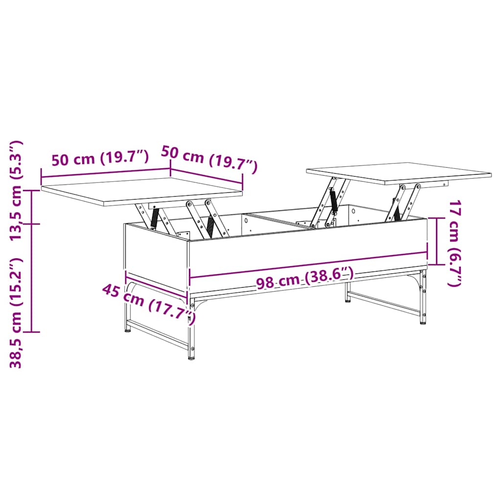 Couchtisch Grau Sonoma 100x50x40 cm Holzwerkstoff und Metall