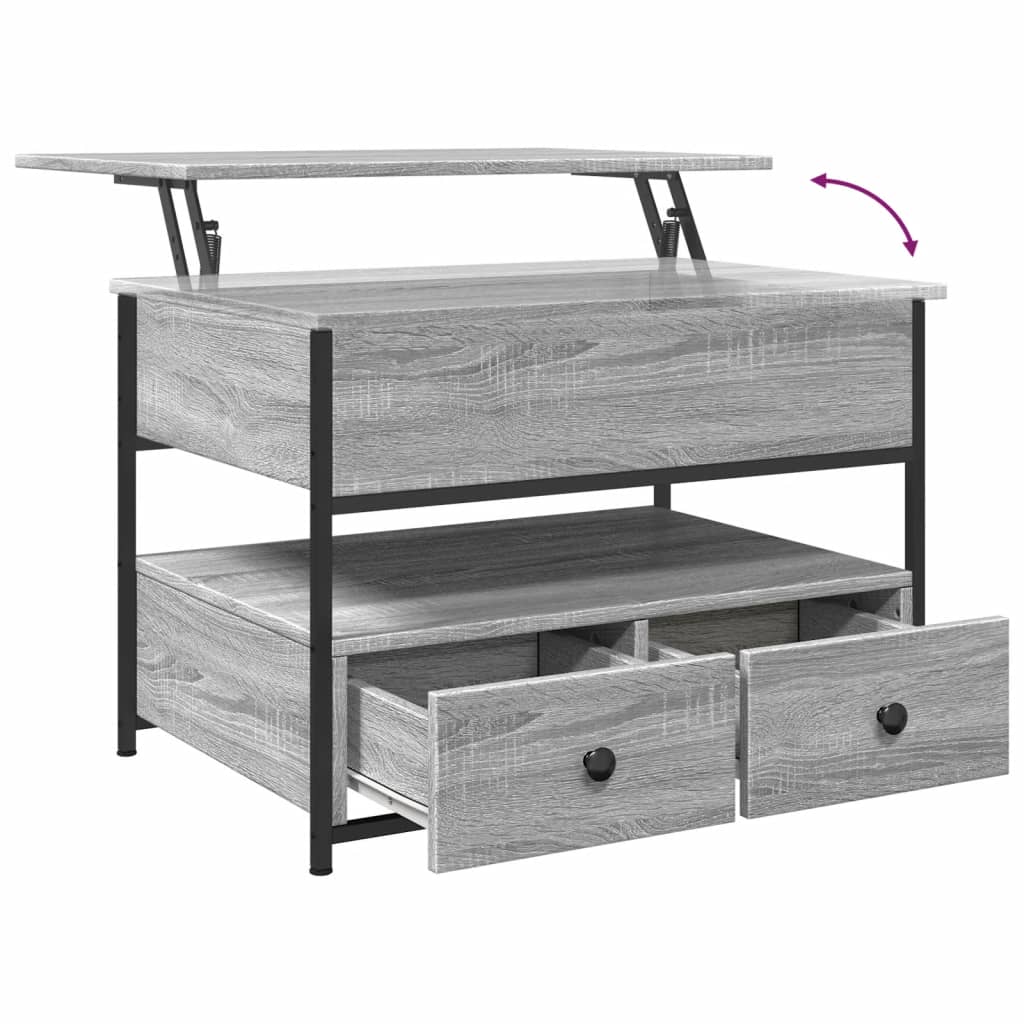 Couchtisch Grau Sonoma 70x50x50 cm Holzwerkstoff und Metall