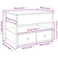 Couchtisch Grau Sonoma 70x50x50 cm Holzwerkstoff und Metall