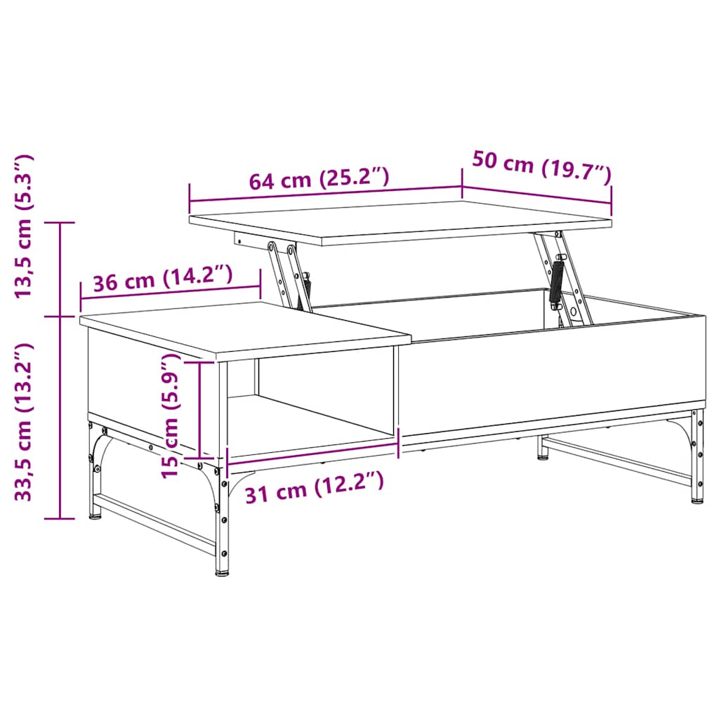 Couchtisch Schwarz 100x50x35 cm Holzwerkstoff und Metall
