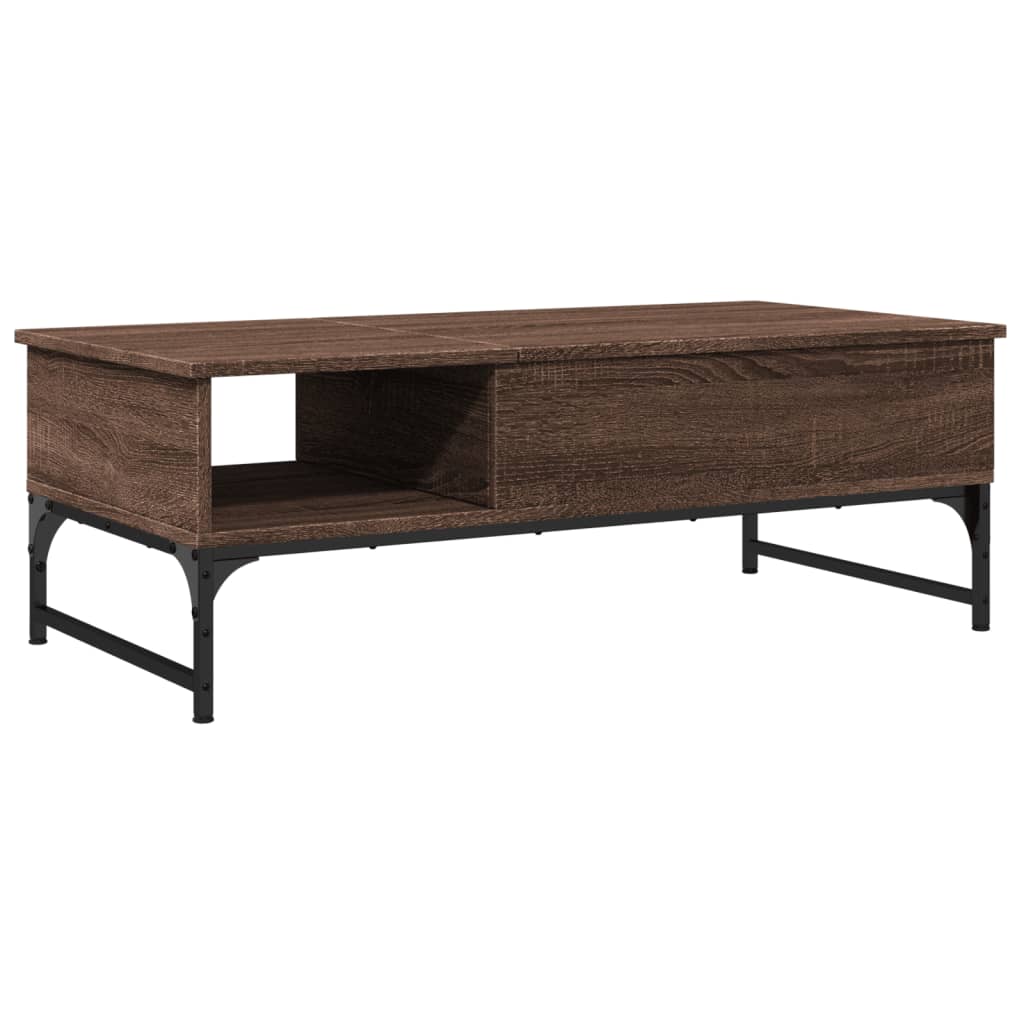 Couchtisch Braun Eichen-Optik 100x50x35 cm Holzwerkstoff Metall