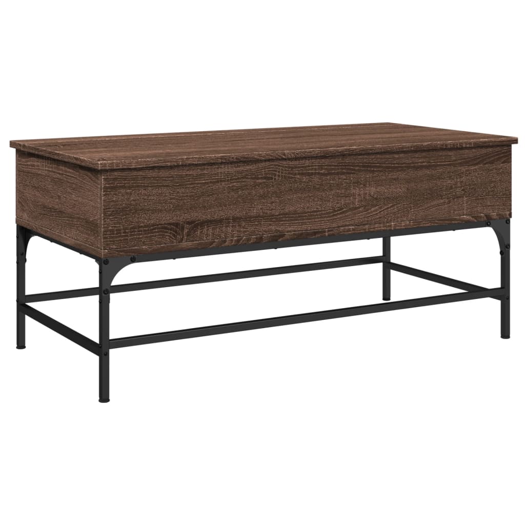 Couchtisch Braun Eichen-Optik 100x50x45 cm Holzwerkstoff Metall