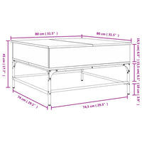 Couchtisch Räuchereiche 80x80x45 cm Holzwerkstoff und Metall