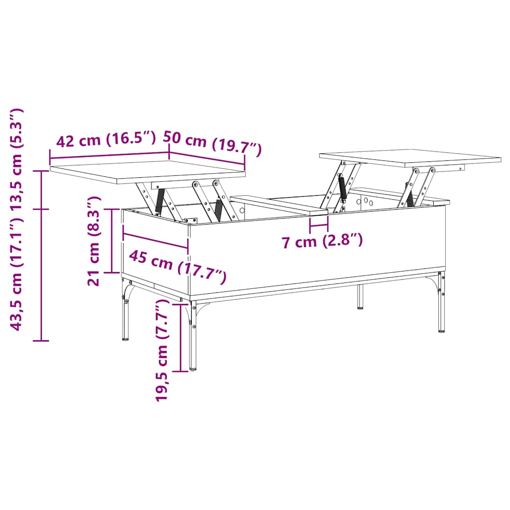 Couchtisch Sonoma-Eiche 100x50x45 cm Holzwerkstoff und Metall