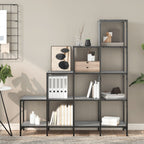 Bücherregal Grau Sonoma 122x30x132 cm Holzwerkstoff und Metall